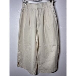 Anthropologie Cream Cropped Wide-Leg Pants
